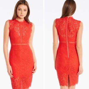 Bardot Coral Red Lace dress. Never worn. Size 12.